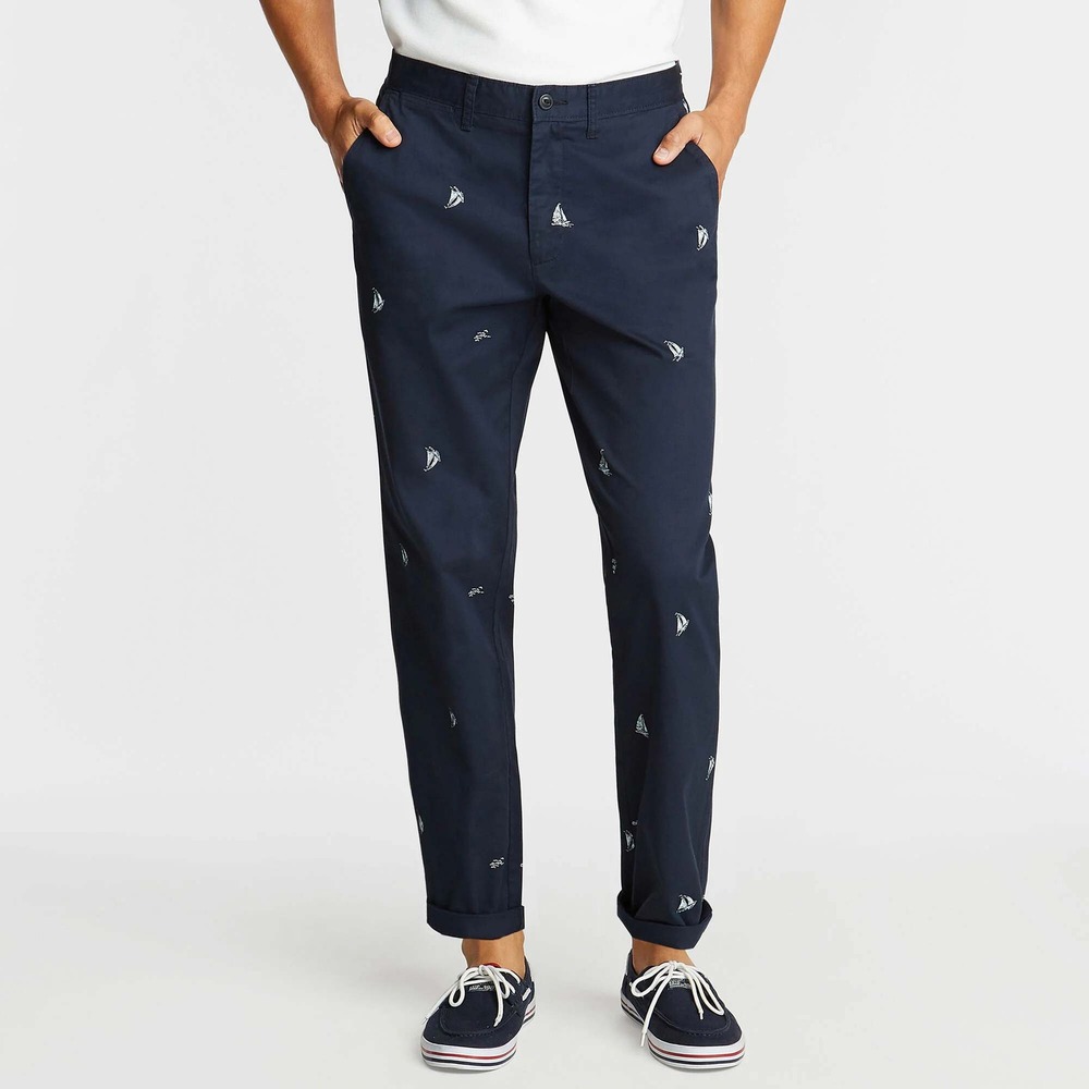 Nautica Deck Pant Mens 36x30 Navy Blue NEW Sailboat Embroidered Classic Fit